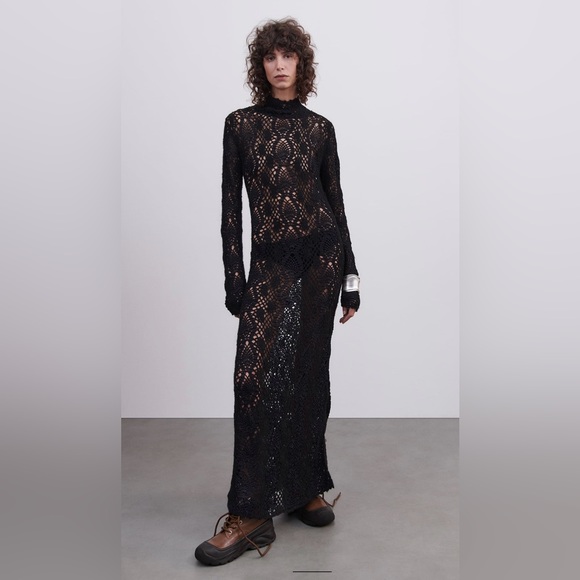 LONG CROCHETED KNIT DRESS LIMITES EDITION - Picture 1 of 13